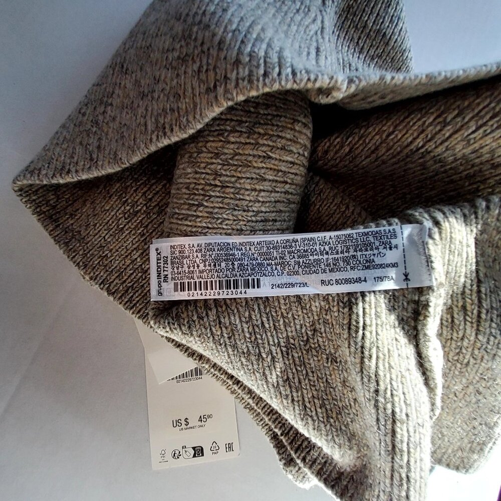 Zara Womens Wool-Blend Ribbed Mini Skirt Size Large Gray Beige New With Tags - Picture 10 of 10